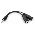 Кабель Cablexpert разветвитель аудио сигнала Jack 3.5(M) 3pin/2xJack 3.5(F), 10см, черный, пакет CCA-415-0.1M