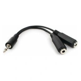 Кабель Cablexpert разветвитель аудио сигнала Jack 3.5(M) 3pin/2xJack 3.5(F), 10см, черный, пакет CCA-415-0.1M