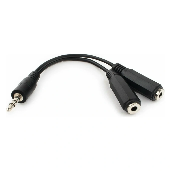 Кабель Cablexpert разветвитель аудио сигнала Jack 3.5(M) 3pin/2xJack 3.5(F), 10см, черный, пакет CCA-415-0.1M