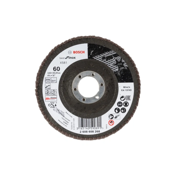 Круг лепестковый Best for Inox для УШМ (115х22,2 мм; К60) Bosch 2608608268