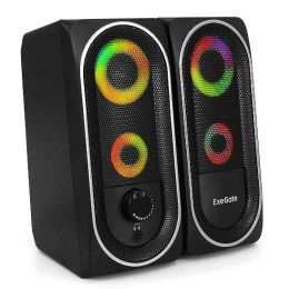 Акустическая система 2.0 ExeGate Accord 220 (питание USB, 2х3Вт (6Вт RMS), 60-20000Гц, цвет черный, RGB подсветка, Color Box) EX289686RUS