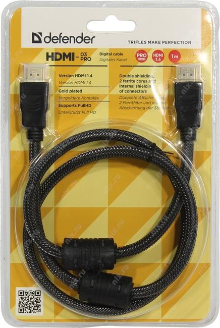 Defender HDMI-03 Кабель цифровой HDMI-HDMI ver1.4, длина 1,0 м 87340