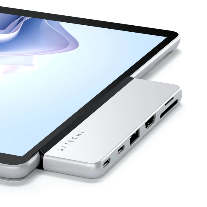 Хаб двойной Satechi Dual USB-C Hub For Surface Pro 9. Цвет: серебристый (ST-HSP9P)