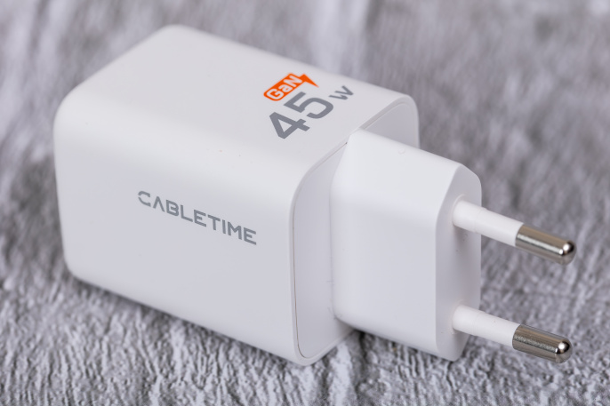 Сетевое зарядное устройство CABLETIME GA45W (CT-GAN45-PW) GaN PD3.0 45 Вт A+C, белый