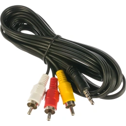 Кабель аудио/видео Cablexpert Jack 3.5(M) 4pin/3xRCA, 2м, черный, пакет CCA-4P2R-2M