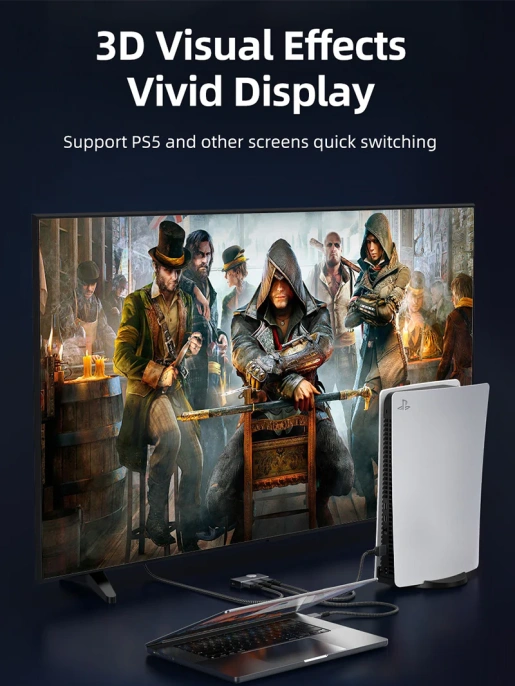 Переключатель CABLETIME CP34G (CT-HS8K2-AG) 2-в-1, 8K60Hz, HDMI 2.1, космический серый