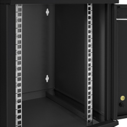 Шкаф телекоммуникационный 10" настенный 9U ExeGate EC-WM-9U.280.G.BLACK (10”, 9U, 350x280x420mm (ШхГхВ), передняя дверь закаленное стекло, пыле- и влагозащита IP23, черный RAL 9004) EX298626RUS