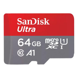 Карта памяти microSDXC UHS-I Sandisk Ultra 64 ГБ, 140 МБ/с, Class 10, SDSQUAB-064G-GN6MN, 1 шт., без адаптера