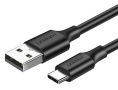 Кабель UGREEN US287-60114, USB-A 2.0 to Type C, 3A Fast Charge, скорость до 480 Мбит/с, силиконовый круглый, 0.25m, Black