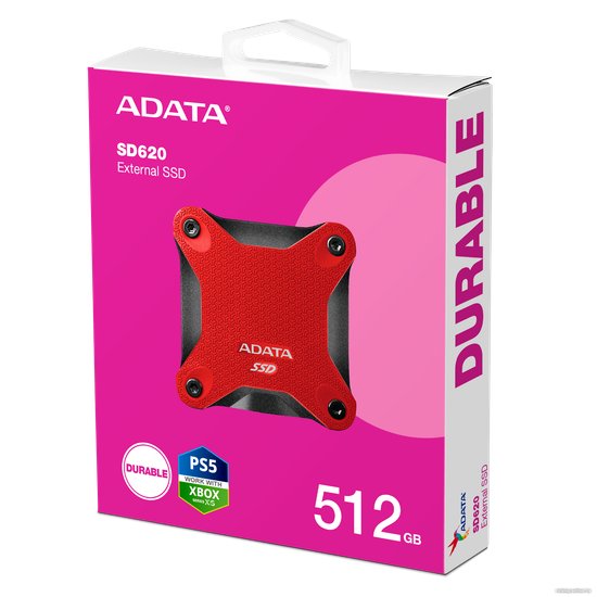 Накопитель SSD A-Data USB3.1 512GB SD620-512GCRD SD620 2.5" красный