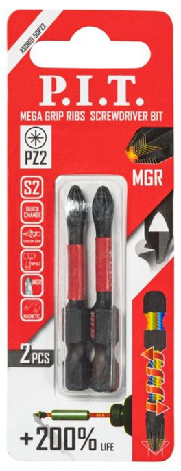 Бита P.I.T. ASDR01-50PZ2 (ударная магнитная  PZ2x50 мм, IMPACT, торсионная зона, 2 шт)