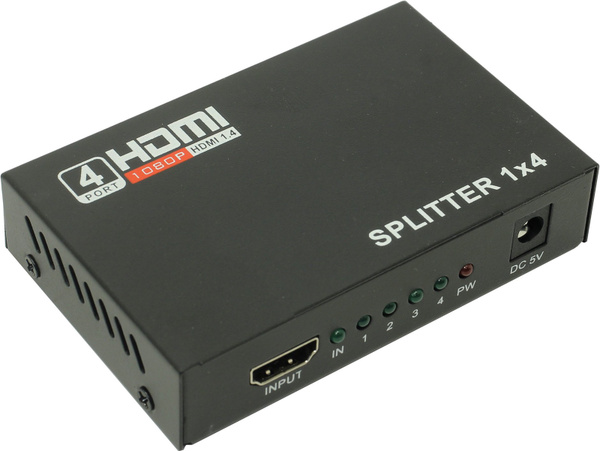 Разветвитель HDMI 1x4 Espada EDH12 с усилителем до 30м v1.4 поддержка 3D + б.п.