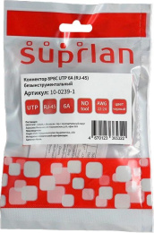 Коннектор Suprlan 10-0239-1 UTP кат.6A RJ45 с защитным колпачком прозрачный