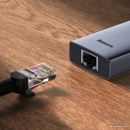 Хаб Baseus BS-OH109 UltraJoy Series 4 порта USBA to USB3.0*3+RJ45*1 Space Grey B0005280A813-01