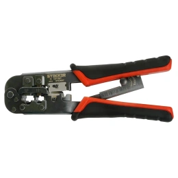 Кримпер STEKKER CTLS007 для обжима RJ разъемов RJ-45 (8P8C), RJ-12 (6P6C) и RJ-11 (6P4C и 6P2C), черный/красный, 49613