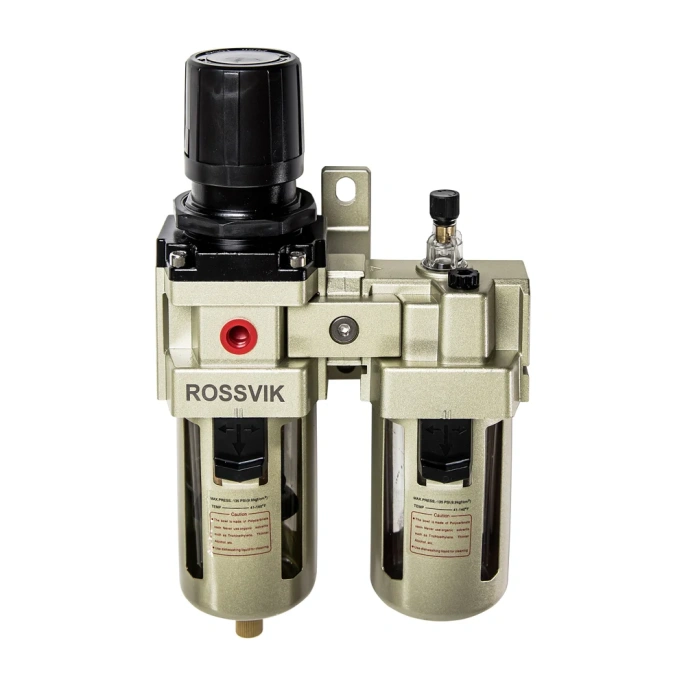 Фильтр регулятор с манометром с лубрикатором 1/2" Rossvik F154/3.R