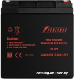 Аккумулятор для ИБП Powerman CA 12240 (6114087) (12 В, 24 А*ч, клеммы – M1 (O 14 мм; болт 6 мм под ключ 10 мм))