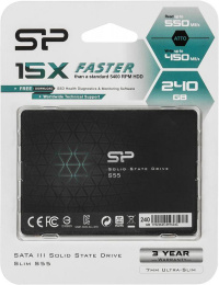 SSD накопитель Silicon Power Slim S55 SP240GBSS3S55S25 240ГБ, 2.5", SATA III, SATA