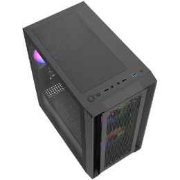 Powercase Корпус Mistral SM04 ARGB, Tempered Glass, Front Nylon Filter, 3x120mm ARGB PWM fans, чёрный, mATX CMMSM04B-A3
