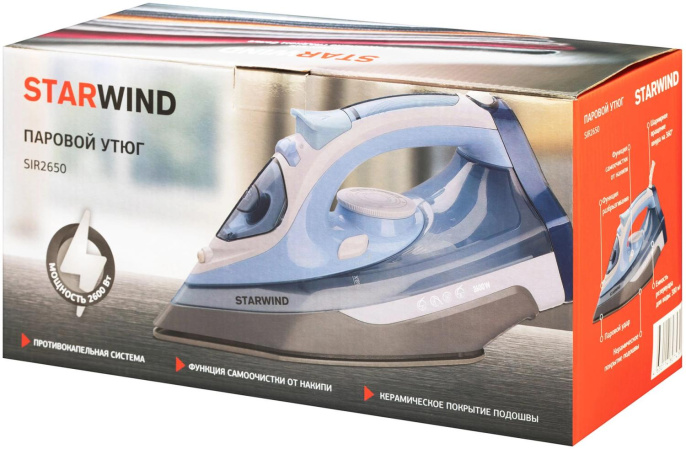 Утюг StarWind SIR2650,  2600Вт,  голубой и белый