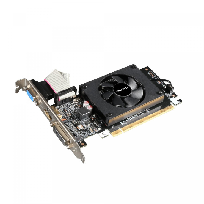 Видеокарта VGA GIGABYTE NVIDIA GeForce GT 710 2GB, DDR3/64-bit, PCIe 2.0, 1xD-Sub, 1xDVI-D, 1xHDMI 1.4, 1-slot GV-N710D3-2GL