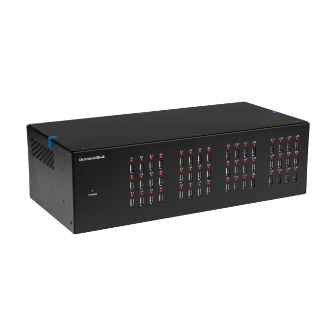 Управляемый USB over IP концентратор DistKontrolUSB-48 с 48 портами USB с 2 блоками питания / Ethernet 2 x 10/100/1000 Mb / Защитный модуль с замком