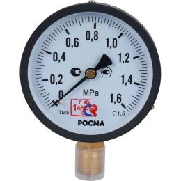 Общетехнический манометр РОСМА ТМ-510Р.00 0-1.6МПа ДК100 G1/2, класс точности 1.5 D070-00124