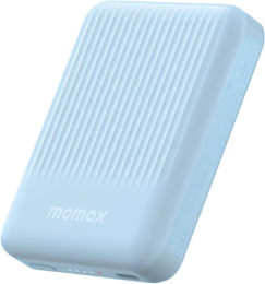 Внешний аккумулятор Momax IP122 Q.Mag Minimal 5000mAh Light Blue IP122B магнитный, функция быстрой зарядки, индикатор заряда, 2хUSB Type-C, совместимость: устройства Apple iOS iPhone 12–16 серий