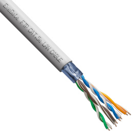 Кабель ExeGate FUTP4-C5e-CCA-S26-IN-PVC-GY-305 FTP 4 пары кат.5e CCA, 0.41мм 26AWG , экран, 305м, серый, PVC EX300623RUS