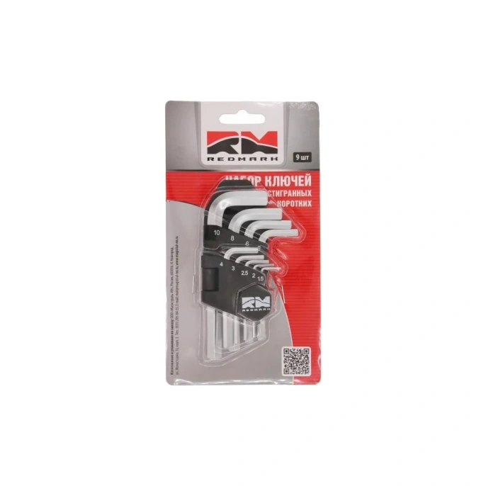 Набор коротких шестигранных ключей REDMARK 1.5, 2, 2.5, 3, 4, 5, 6, 8, 10 мм, 9 шт. RM91102