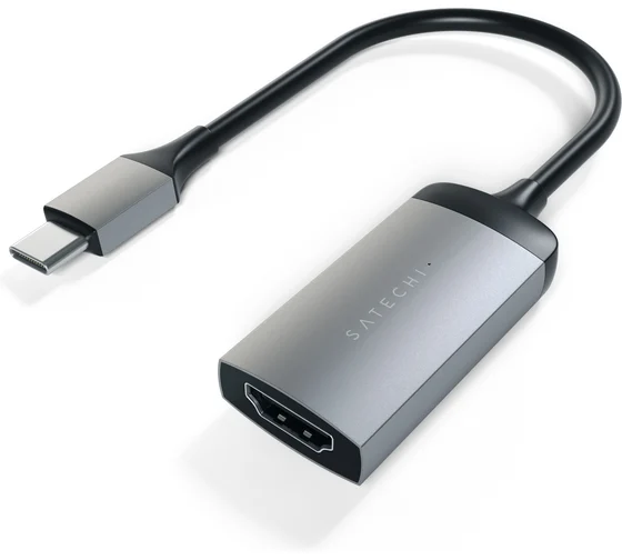 Адаптер Satechi Type-C to HDMI 4K 60HZ. Поддержка 4K/60Hz. Материал корпуса алюминий. Цвет серый космос.