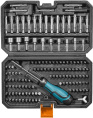 Набор инструментов Bort BTK-138 139 предметов 93418552 отвертка с битами, материал: хромованадиевая сталь CR-V , хвостовик: шестигранный, присоединительный размер папа M : 1/4" Hex, рабочий размер: от 4 до 13 мм
