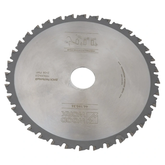 Диск пильный для резки стали Drycut 190x2.0/1.6x30 мм, 36T, A=-5° FWF WOODWORK 46.190.36