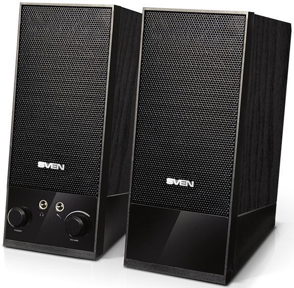 SVEN SPS-604, чёрный, акустическая система 2.0, мощность 2х2 Вт RMS SV-0120604BK