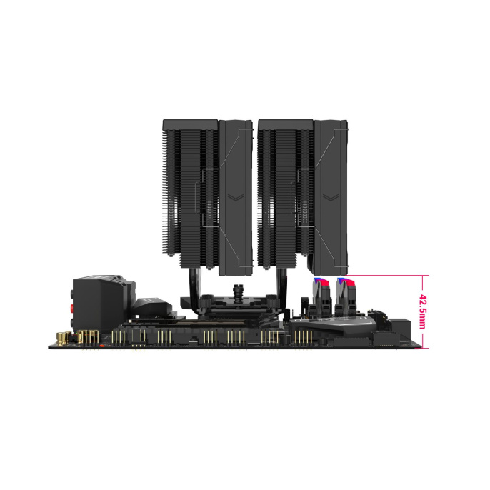 Кулер SAMA A60B (A60-BKWNNXOX-G) (Intel LGA115X/1200/1700/1851, AMD AM4/AM5, крепление на винтах, 6 тепловых трубок (6мм), размер вентилятора: 120x120x25мм, гидродинамический подшипник, 2200об/мин, 78CFM, 29dB(A), PWM, ARGB, 124x142.5x156.5мм, 1400г)