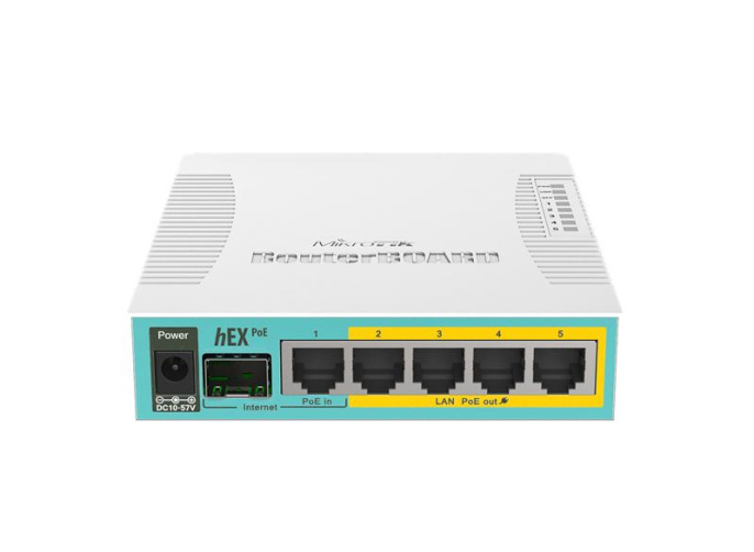 Роутер MIKROTIK hEX PoE,  4 LAN,  1xUSB, 1xSFP, белый [rb960pgs]