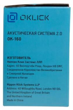 Колонки Oklick OK-160, 2.0, черный [417559]