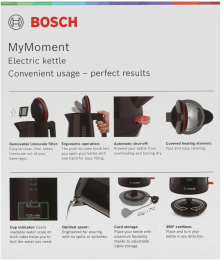 Чайник электрический Bosch TWK1M123, 1.7л, пластик