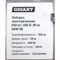 Электрическая лебедка Gigant 300/600 кг, 220 В, 60/30 м, Диаметр троса 6мм, GEW-08