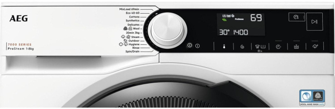 Стиральная машина AEG LFR73844BE пан.англ. класс: A загр.фронтальная макс.:8кг белый инвертер