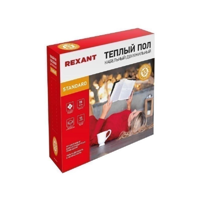 Rexant 51-0513-3 Теплый пол RND -20-300 300Вт/20м/ S обогрева, м2: 1,3-2,6 двух жильный
