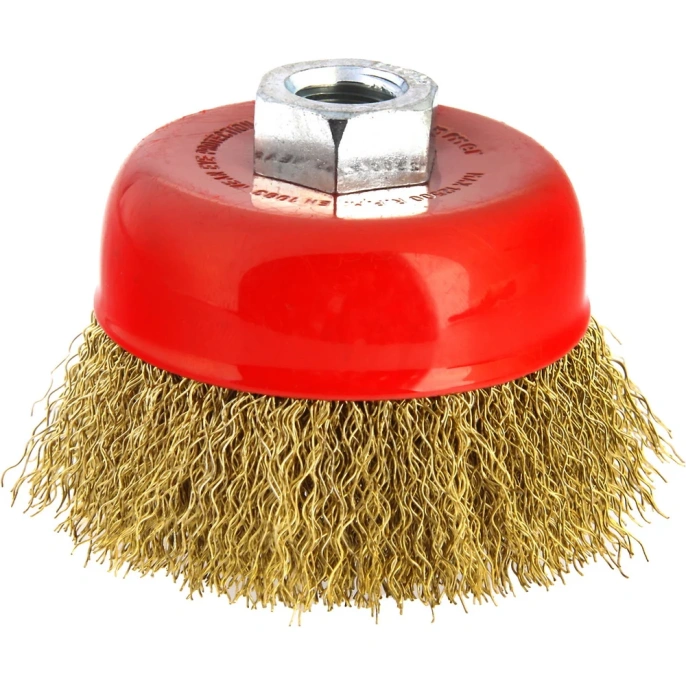 Кордщетка чашеобразная Flex 207-103 (85 мм; M14; гофрированная латунированная проволока) для УШМ HAMMER 32435