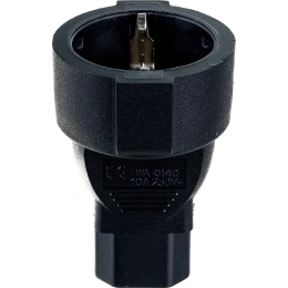 Переходной адаптер LANMASTER розетка Schuko - вилка C14, 220В, 10А, черный LAN-PPS/14-BK