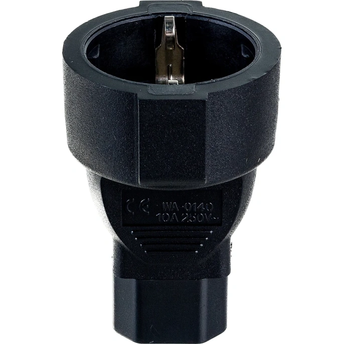 Переходной адаптер LANMASTER розетка Schuko - вилка C14, 220В, 10А, черный LAN-PPS/14-BK