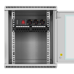 Шкаф телекоммуникационный 10" настенный 9U ExeGate EC-WM-9U.280.G.GREY (10”, 9U, 350x280x420mm (ШхГхВ), передняя дверь закаленное стекло, пыле- и влагозащита IP23, светло-серый RAL 7035) EX298625RUS