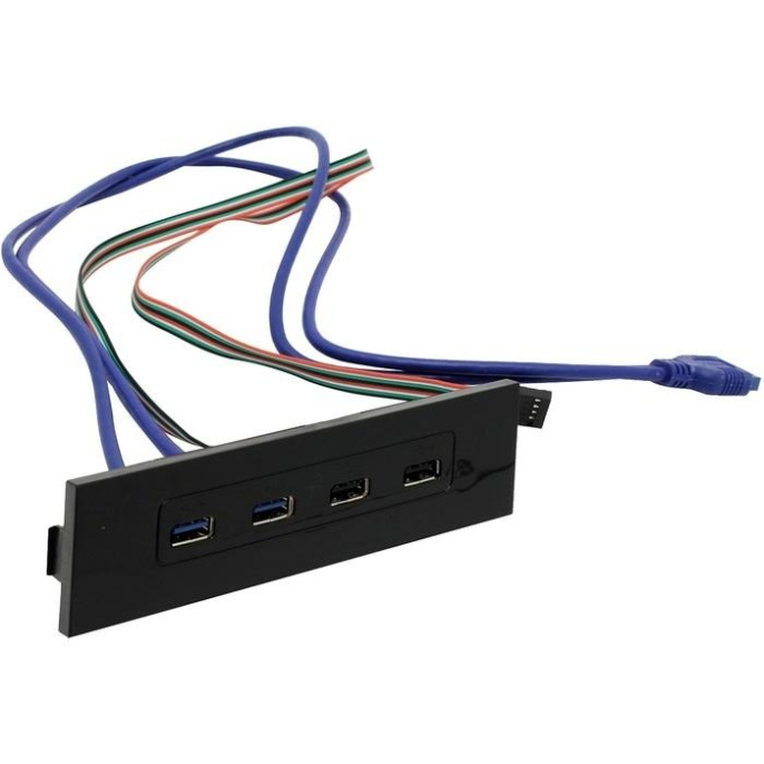 Планка USB на переднюю панель ExeGate U5H-614, 5.25", 2*USB+2*USB3.0, черная, подсоединение к мат. плате EX269460RUS