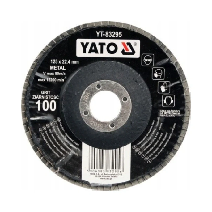 Круг лепестковый тарельчатый 125 мм, Р100, выпуклый YATO YT-83295
