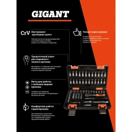 Набор инструментов Gigant 57 предметов, Сталь Cr-V, GAS 57