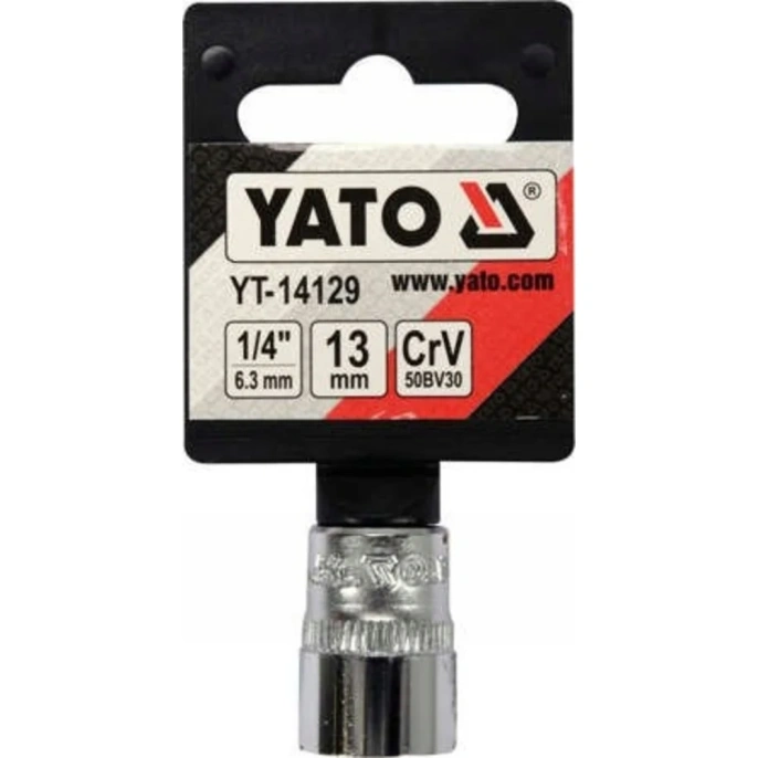 Головка торцовая короткая 6 гранная (13 мм; CrV; 1/4DR) YATO YT-14129
