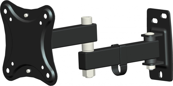 Кронштейн для телевизора HAMA R1 118152, 10-27", настенный, поворотно-выдвижной и наклонный,  черный